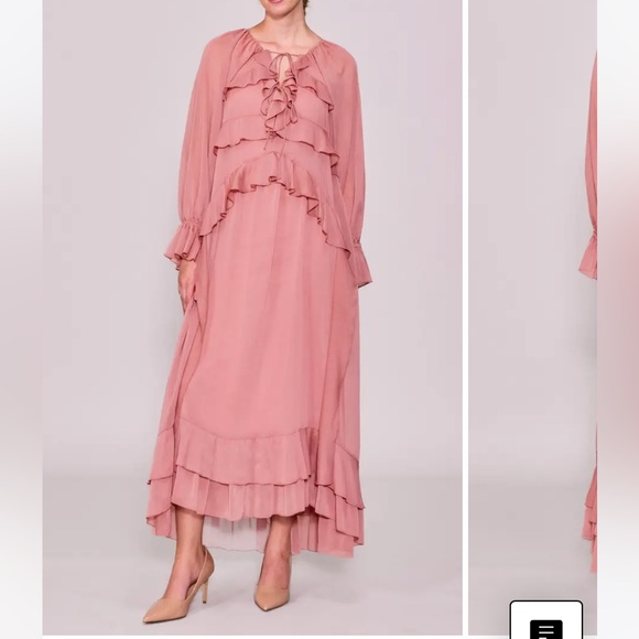 MELLODAY Ruffle Detail
Long Sleeve Maxi Dress
DUSTY PINK, Size Medium - Picture 2 of 5